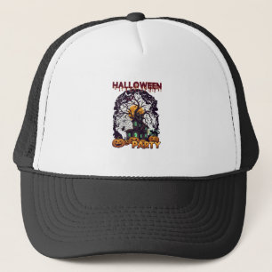 Casquette Maison Hantée Arbre Citrouilles Noir Fête d'Hallow