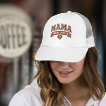 MAMA Needs Coffee Brown White Heart Coffee Bean