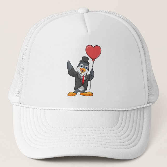 Casquette Manchot en marié avec ballon en forme de cœur (Devant)