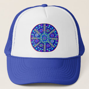 Casquette Mandala bleu décoré