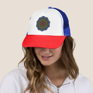 Casquette Mandala floral et motif géométrique vibrant