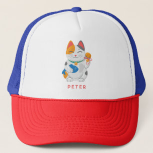 Casquette Maneki Neko White Chat, symbole de bonne chance