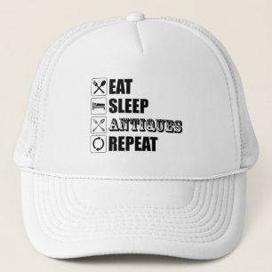 Casquette Manger. Dormir. Antiquités. Recommencer