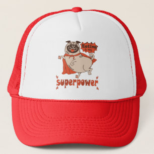 Casquette Manger est mon super-puissance rouge carlin style 