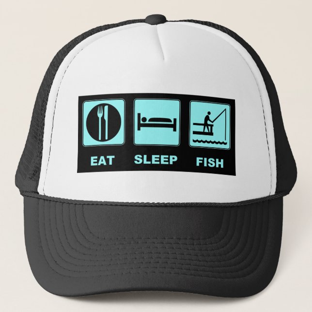 Casquette Mangez les cadeaux de pêche de poissons de sommeil (Devant)