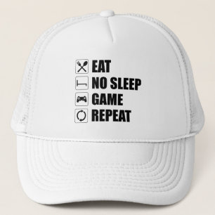 Casquette Mangez, Pas De Sommeil, Jeu, Répéter - Drôle Joueu