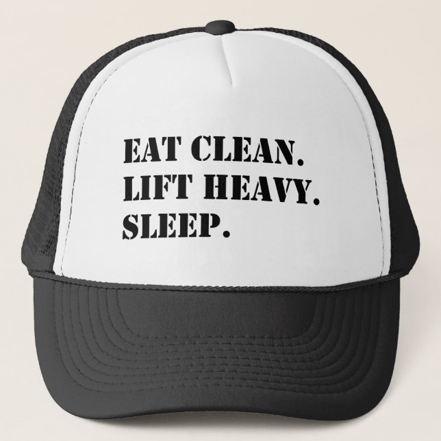 Casquette Mangez Propres. Ascenseur Lourd. Dormir. (Devant)