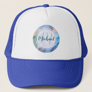 Casquette Marbre doré abstrait à monogramme élégant initial