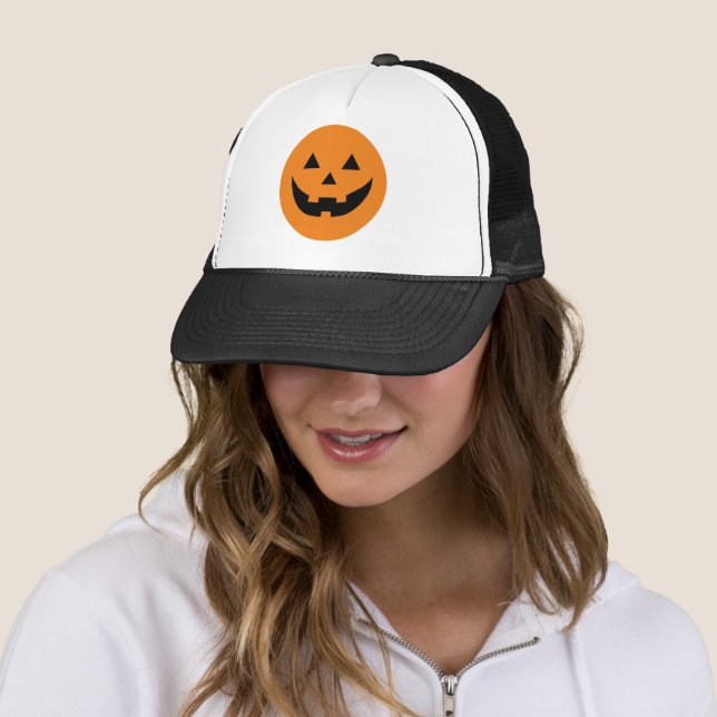 Casquette Mare orange Jack-o'-lantern face citrouille Hallow (En situation)