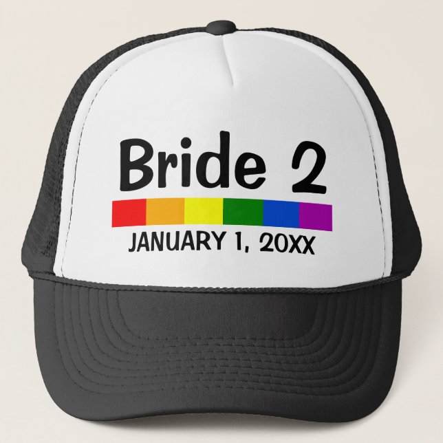 Casquette Mariage Arc-en-ciel Bannière Mariée 2 (Devant)