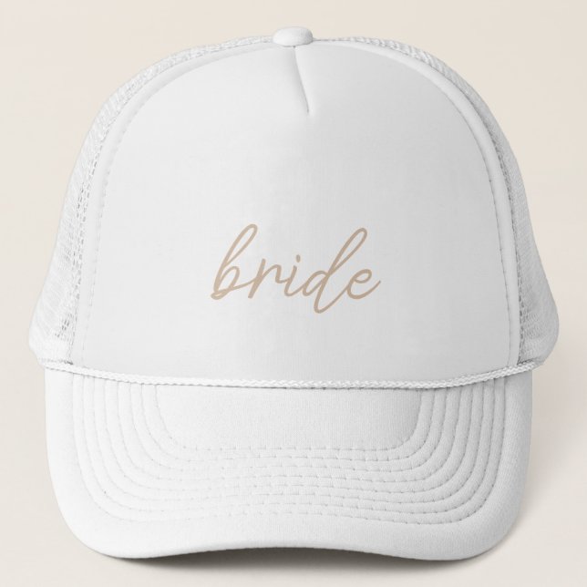 Casquette Mariage Moderne | Écriture Beige (Devant)