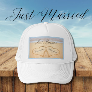 Casquette Marié, Dusty Blue Beach Mariage 2 Coeur