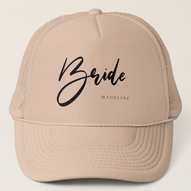 Casquette Mariée Chic Black Typographie Personnalisée (Devant)