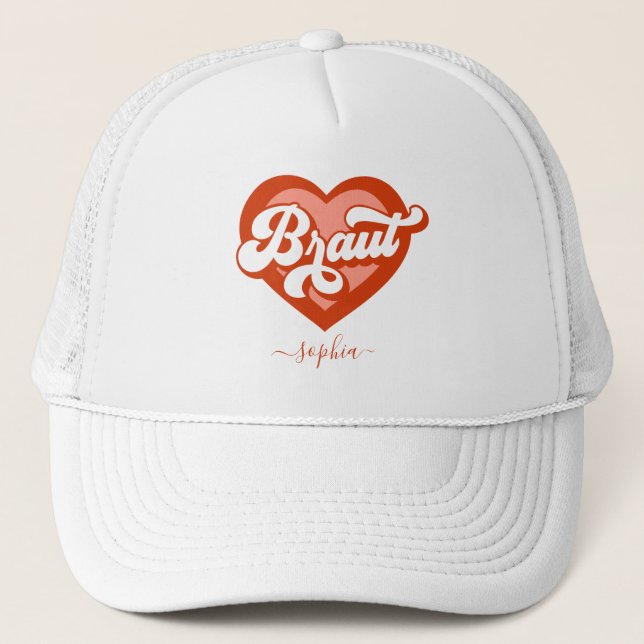 Casquette Mariée Et Équipe Mariée Bachelorette Retro Cœur (Devant)
