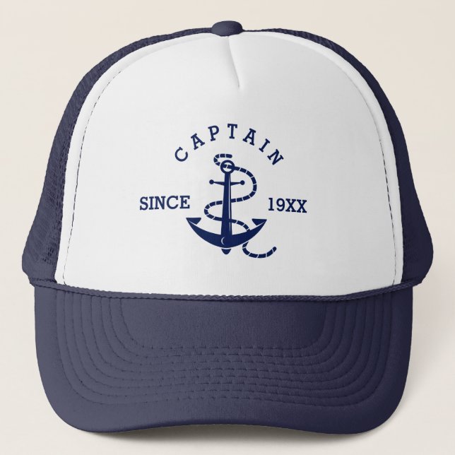 Casquette Marine Bleu Ancre nautique Capitaine Année personn (Devant)