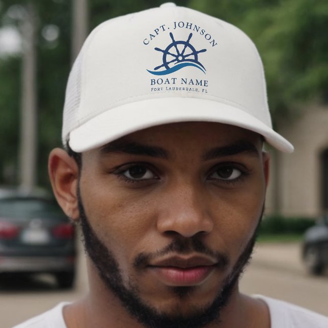 Casquette Marine Nautique Blue Wave Capitaine de vaisseau He (Créateur téléchargé)