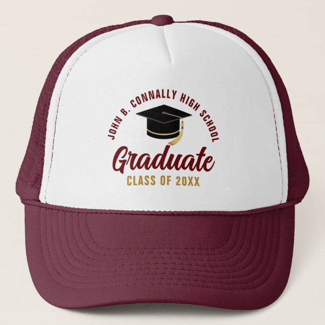 Casquette Maroon Graduate Custom Class of 2025 Graduation (Devant)