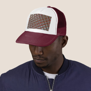 Casquette Maroon gris cendré en relief À damiers : un art mo