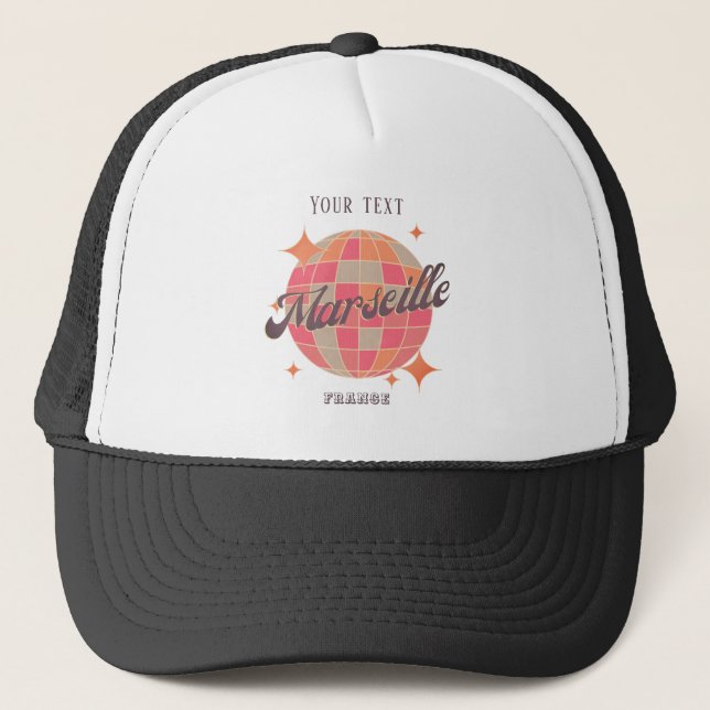 Casquette Marseille France City mode disco rose (Devant)