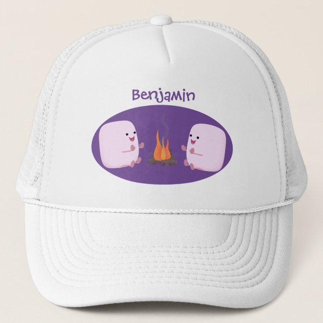 Casquette Marshmallows mignons roses par dessin animé sur le (Devant)