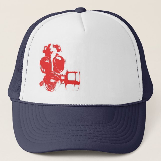 Casquette Masque de gaz blanc et bleu rouge (Devant)