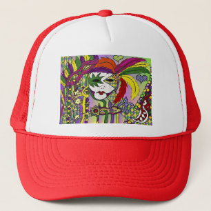 Casquette Masque de plumes de Mardi Gras psychédélique