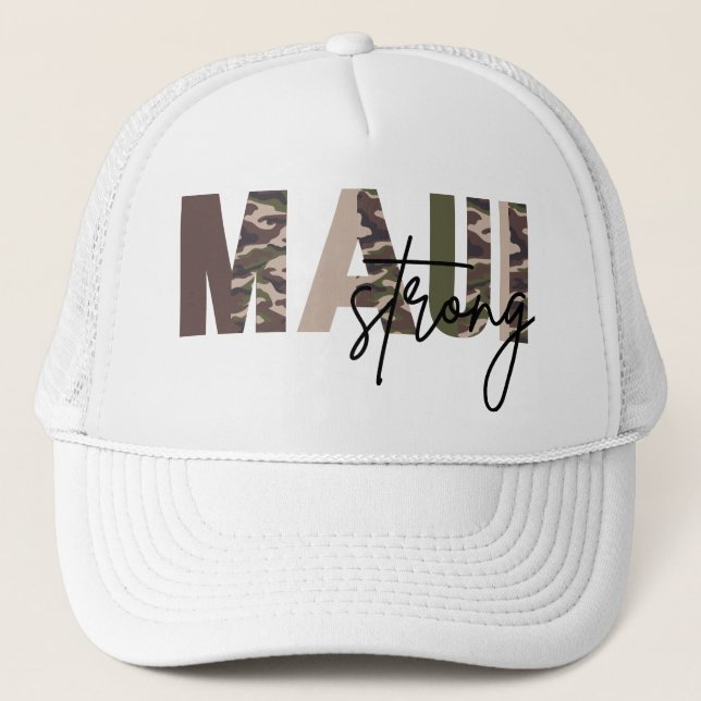 Casquette Maui Strong Brown Armée Motif Trucker Chapeau (Devant)