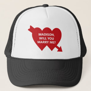 Casquette Me marie-t-on un coeur cupide rouge proposition pe