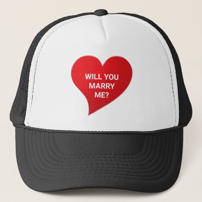 Casquette Me marie-t-tu rouge coeur proposition de mariage m (Devant)