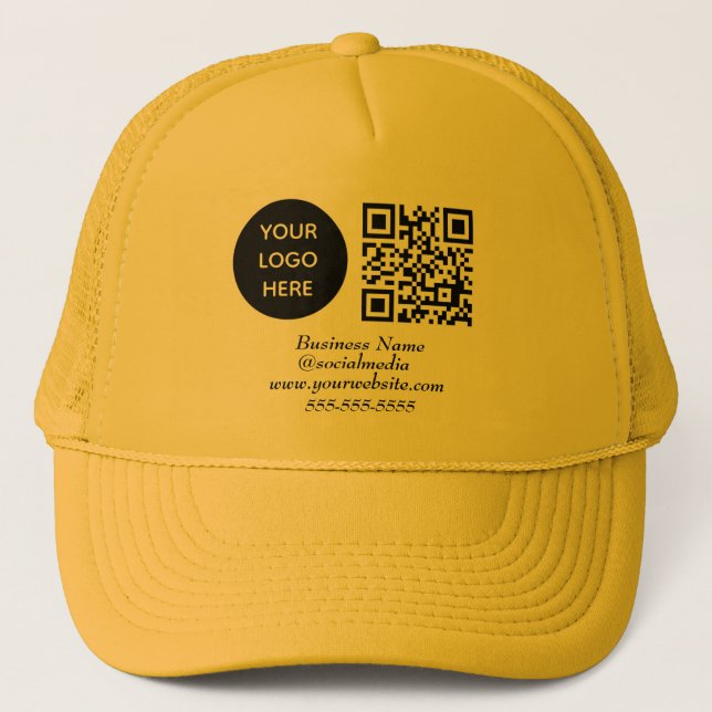 Casquette Médias sociaux QR Code Jaune Moderne Logo d'entrep (Devant)