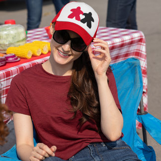Casquette Meeples en amour, chapeau de camion rouge et noir