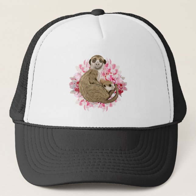 Casquette Meerkat Momma et bébé personnalisables (Devant)