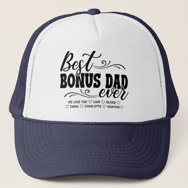 Casquette Meilleur Bonus Papa jamais | Noms personnalisés de (Devant)