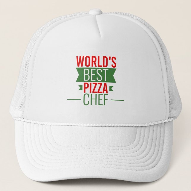 Casquette Meilleur chef de pizza du monde - rouge blanc vert (Devant)
