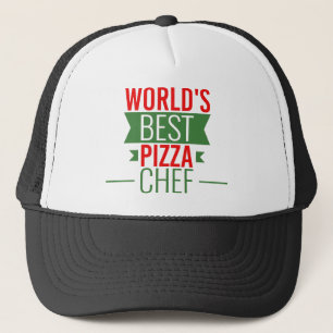 Casquette Meilleur chef    de pizza du monde : vert blanc ro