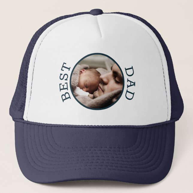 Casquette Meilleur Papa Cercle Photo personnalisée Nouveau P (Devant)