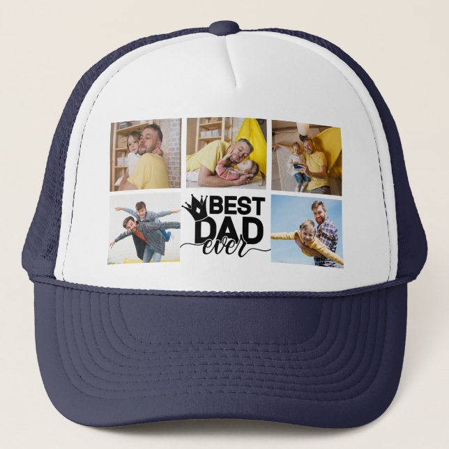 Casquette Meilleur papa Jamais Fête des pères Photo Collage  (Devant)
