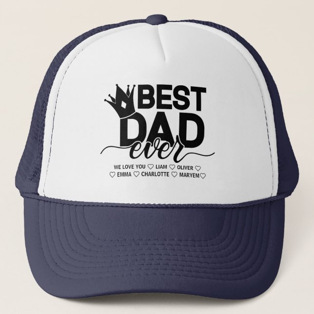 Casquette Meilleur papa jamais | Noms personnalisés des enfa (Devant)