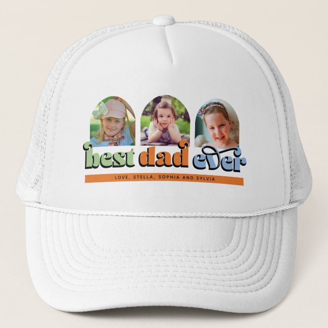 Casquette Meilleur Papa Jamais Rétro Texte 3 Photos (Devant)