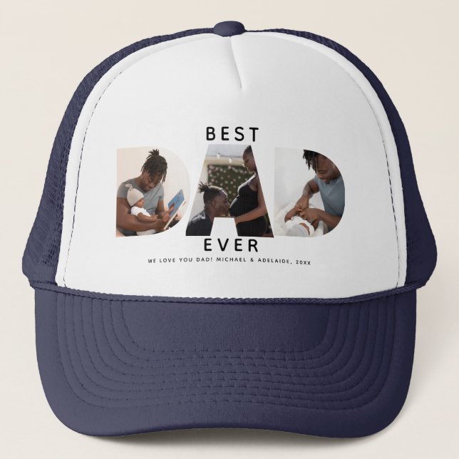 Casquette Meilleur papa jamais trois photo Collage Fête des  (Devant)