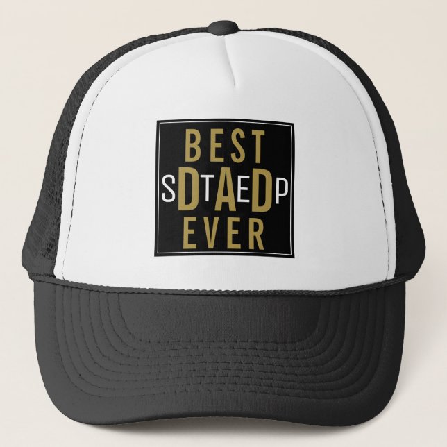Casquette Meilleure Étape Papa Jamais Fête des pères Noir Et (Devant)