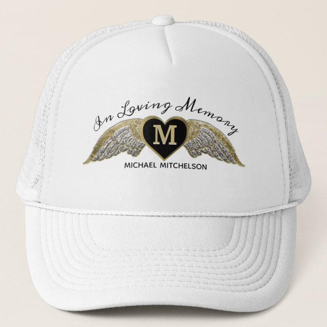 Casquette mémorial personnalisé avec ailes d'ange (Devant)
