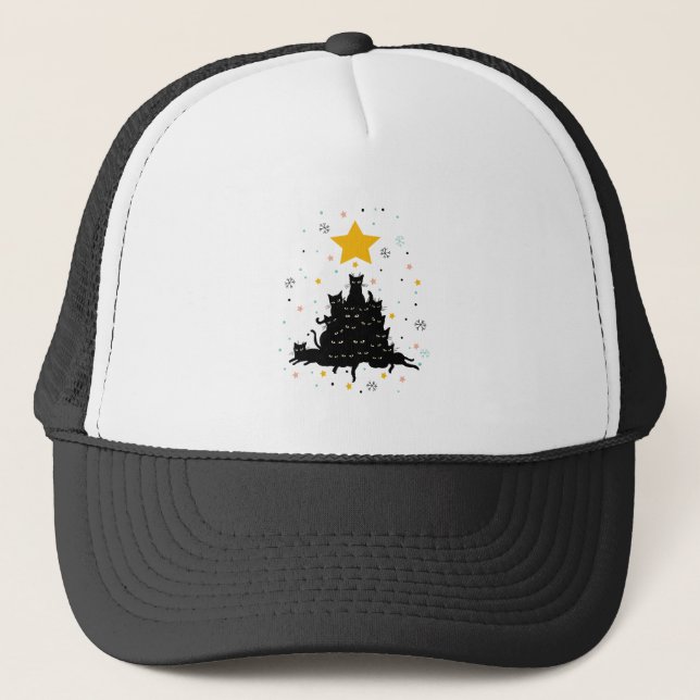 Casquette Meowy sapin de Noël, drôles de félins (Devant)