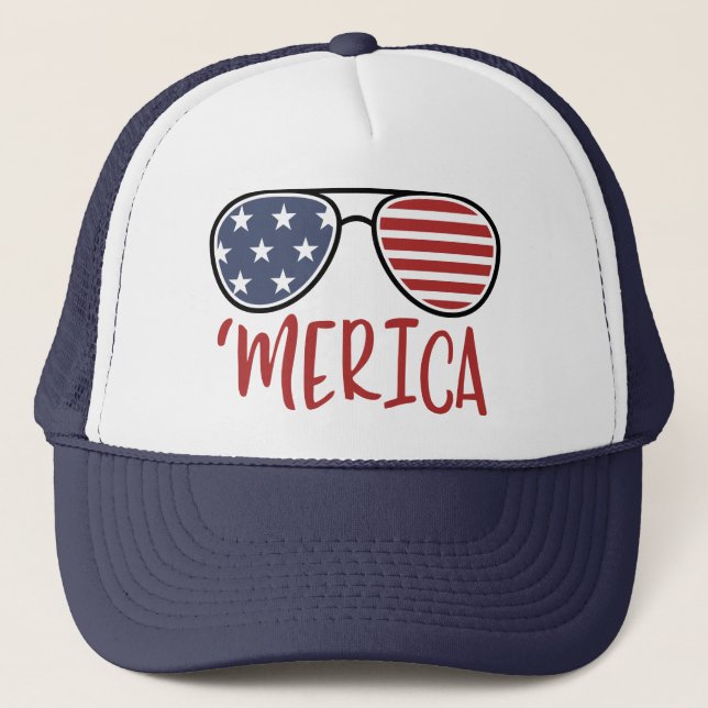 Casquette Merica 4 juillet Lunettes de soleil Chapeau de cam (Devant)