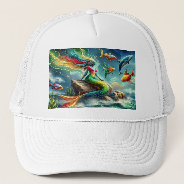 Casquette Mermaid assis sur le rocher entouré de Whimsical 3 (Devant)