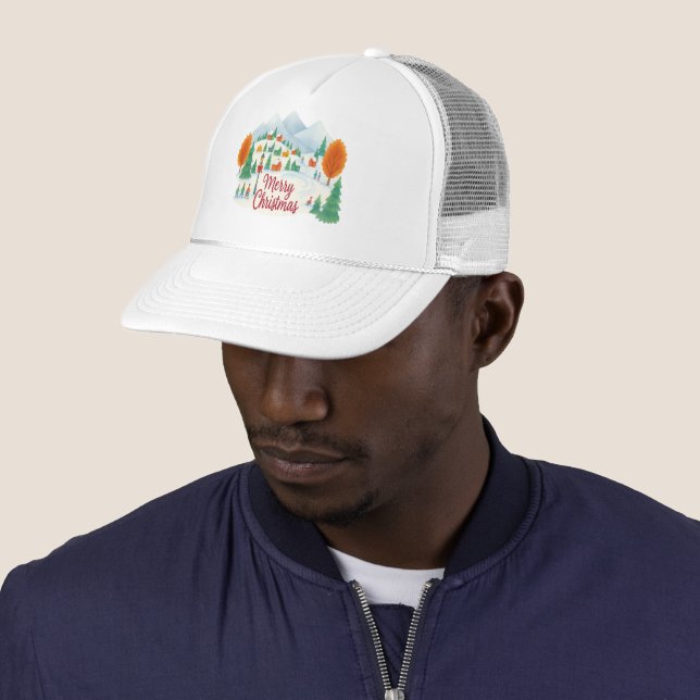 Casquette Merry Christmas Cozy Winter Village Trucker Hat (En situation)
