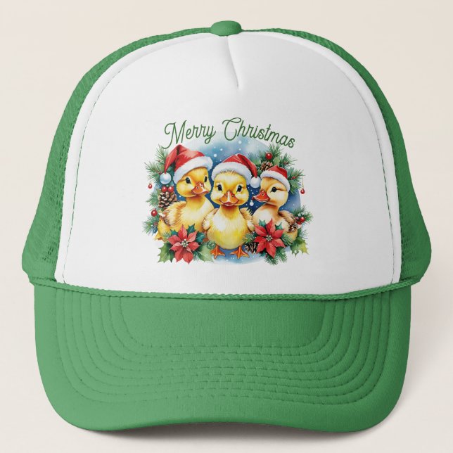 Casquette Merry Christmas Fuzzy Baby Santa Ducklings (Devant)