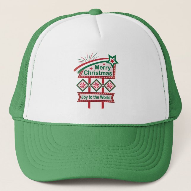 Casquette Merry Christmas Retro Marquee - Joy to the World (Devant)
