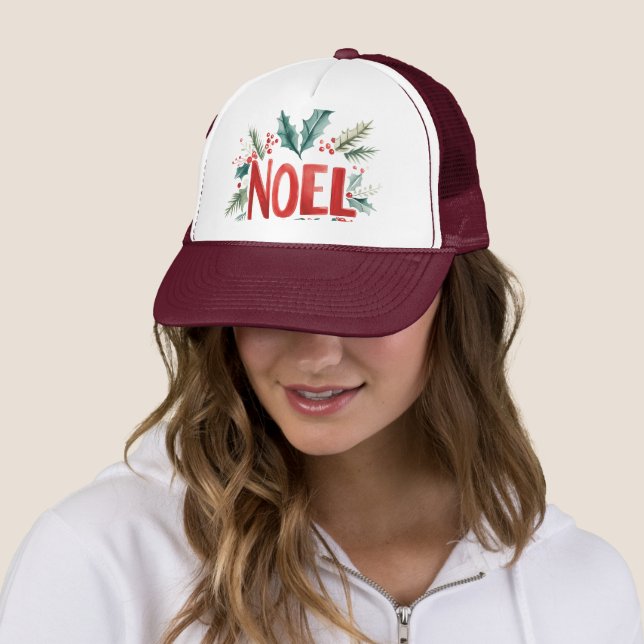 Casquette Merry Noel Holiday Holly Mistletoe (En situation)
