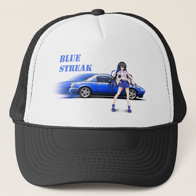 Casquette Miata bleu - avec la fille d'anime (Devant)